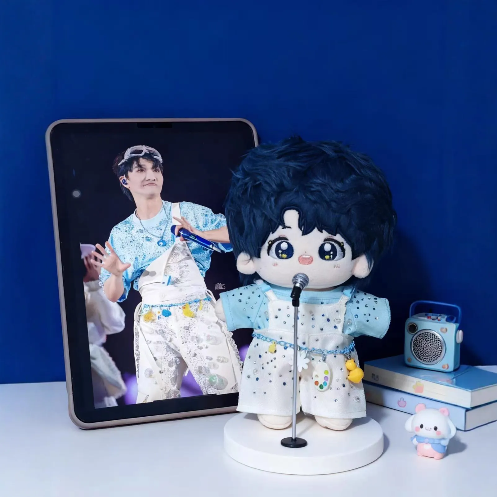 周可可娃衣周深属性棉花娃娃衣服20cm重工钻石背带裤套装ins