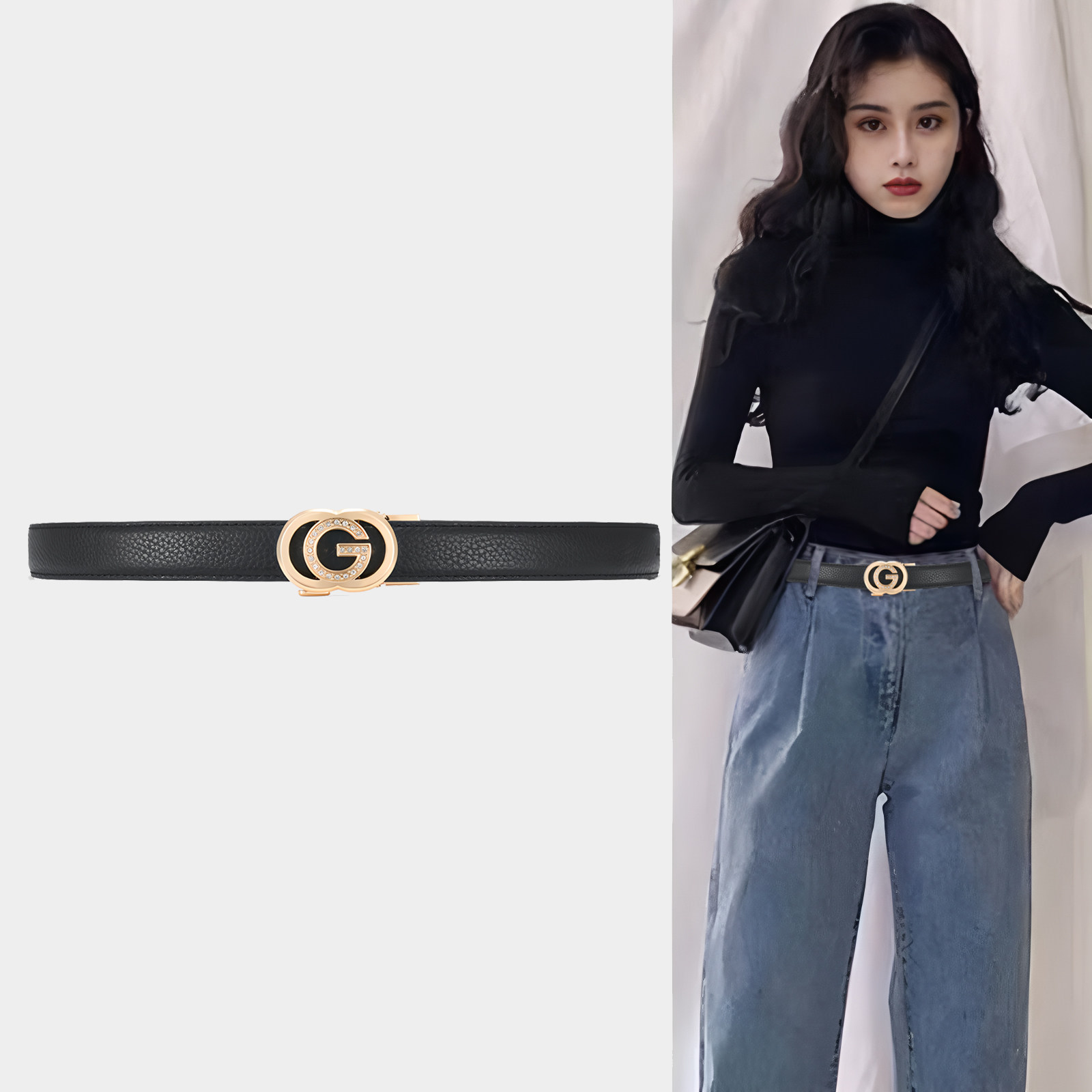 ConciseKite2025新款真皮腰带女