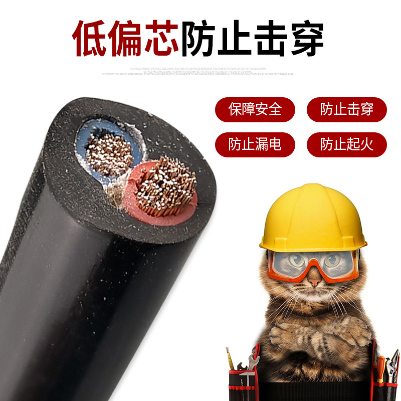 户外电线家用电缆线2芯软线国标1.5 2.5 4 6平方护套线电源延长线