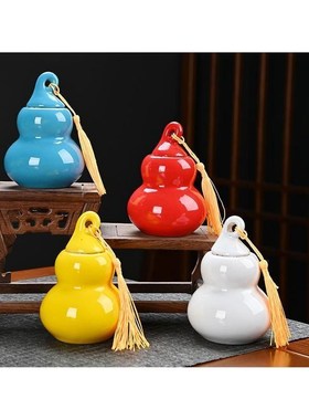 黄色陶瓷葫芦卫生间厨房在西北葫芦摆件火烧天R门五行补角葫芦装