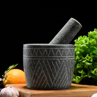 石头蒜臼子家用研磨器石臼捣药捣碎辣椒剥蒜压蒜器大号手工捣蒜器