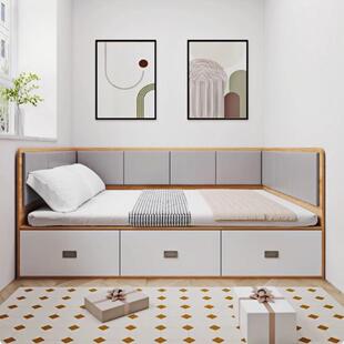 定制榻榻米床小户型储物软包抽屉床落地高箱儿童床带围栏简约现代