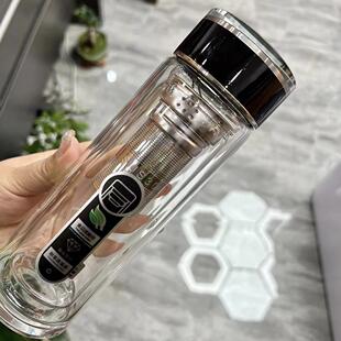 7148商务办公双层玻璃杯水晶杯子定制印字广告LOGO礼品水杯泡茶杯