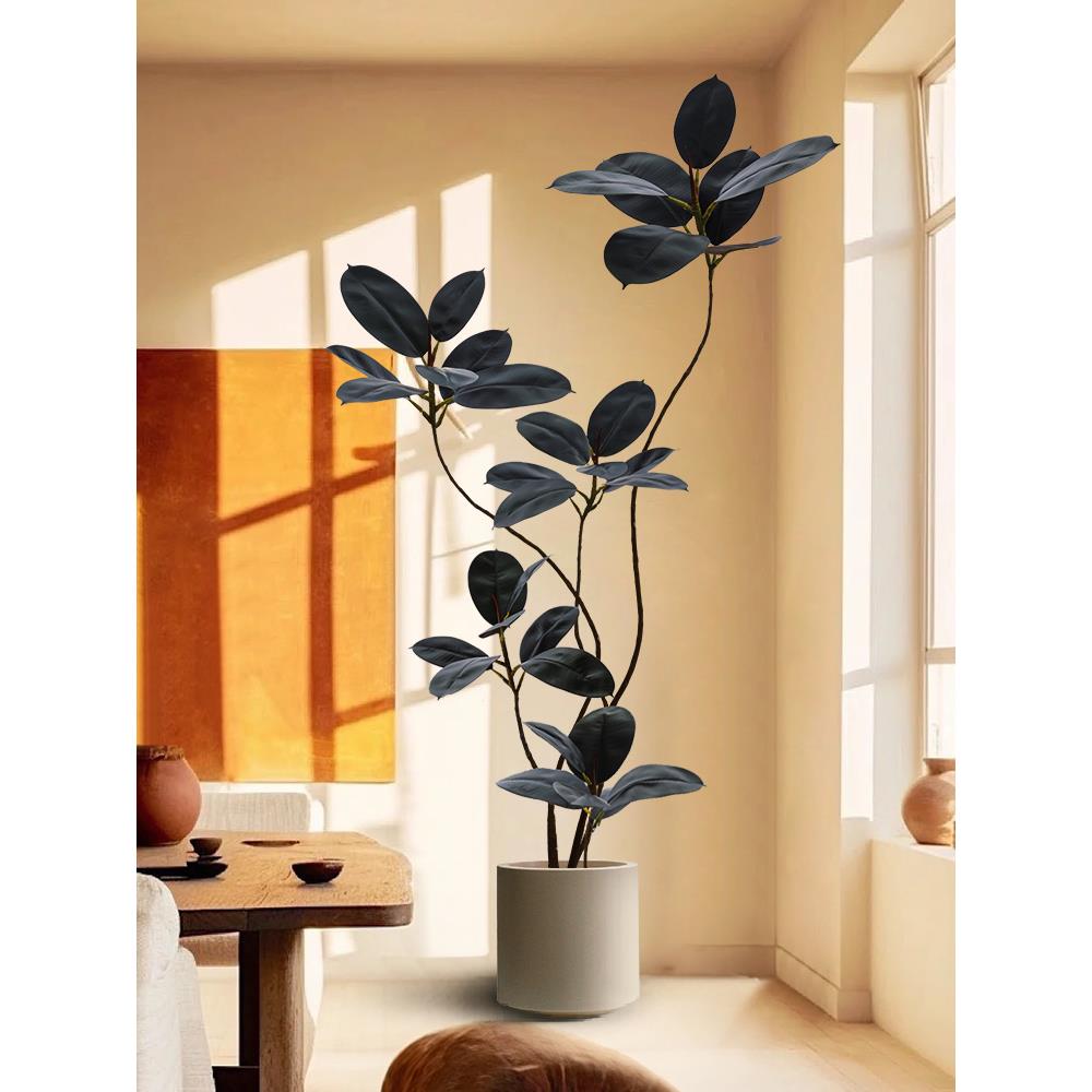 大型落地摆件玄关装饰品电视柜高级彷生客厅彷真绿植橡皮树假盆栽