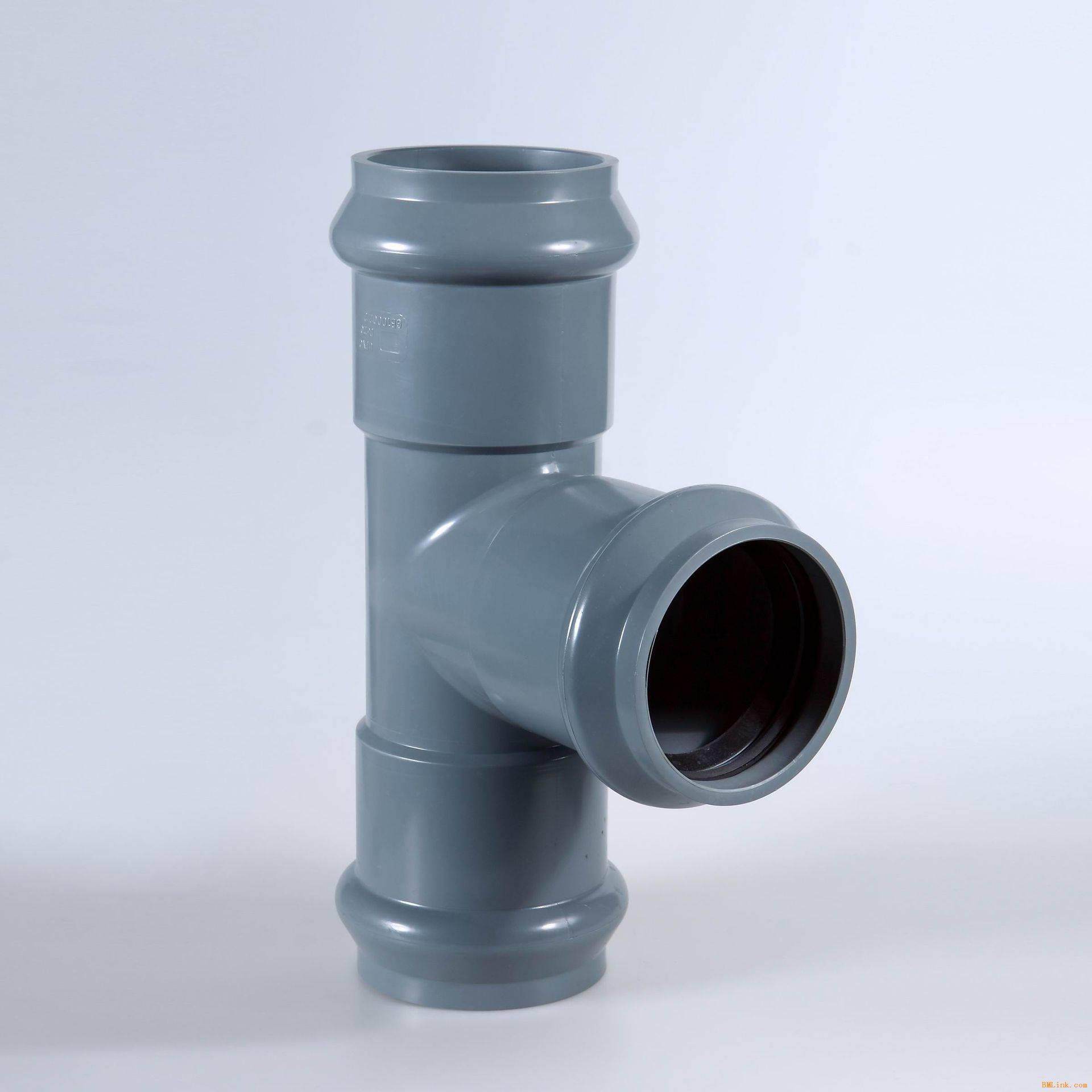 upvc承插式法兰承盘三通灰色承平灰色橡胶圈pn16柔性排泥三通160