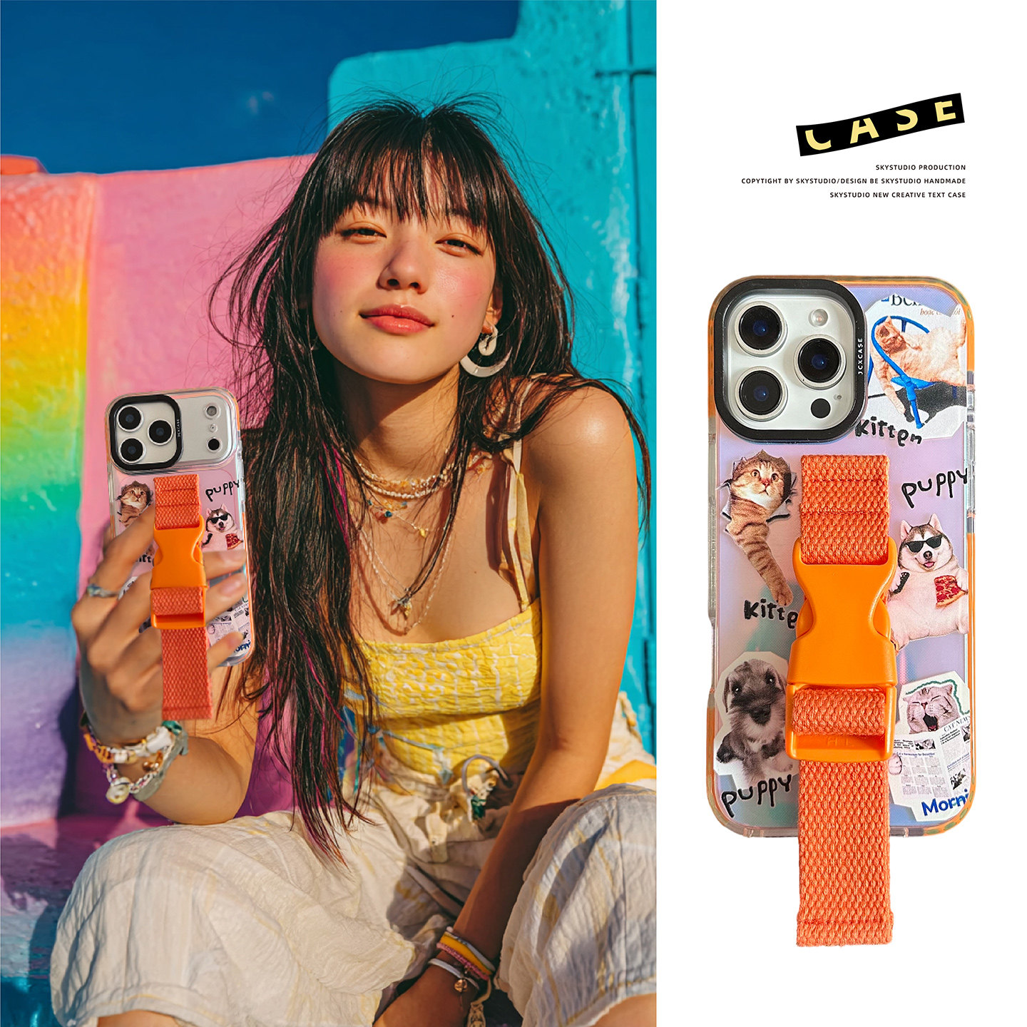 搞怪猫狗苹果17promax手机壳适用iphone16镭射荧光AIR缝制腕带15plus卡通14支架斜挎13宠物可爱情侣款软套女,3C数码配件,手机保护套/壳,淘宝优惠券,粉丝福利购,淘宝优惠卷