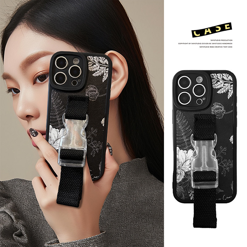 复古花朵苹果17promax手机壳适用iphone15P软套16