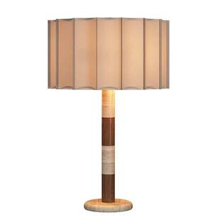 中古百褶灯罩堆积木黄洞石柱台灯落地灯复古阅读客厅背景氛围灯具