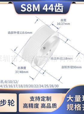 同步带轮S8M44齿宽16/27内孔14 15 16 17 18 1920齿形带同步轮S8M