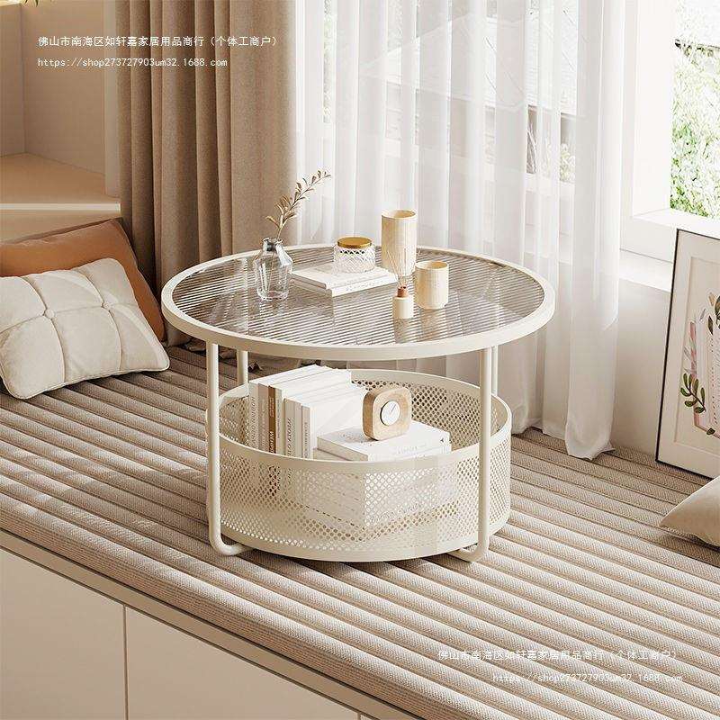 钢化玻璃卧室飘窗桌子小茶几阳台迷你矮桌轻奢坐地炕桌榻榻米圆桌
