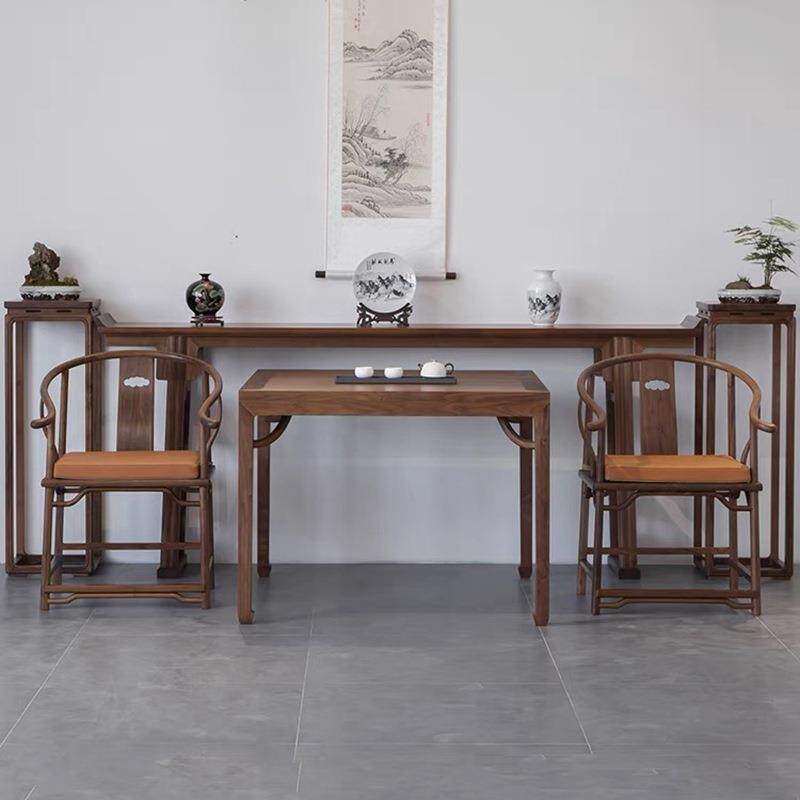 新中式黑胡桃木中堂六件套供桌 宋式美学实木玄关条案神台堂供桌
