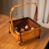 手工竹编收提提篮子做旧日式 水果篮茶具收纳篮便携食盒竹制工艺品