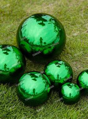 跨境厂家现货不锈钢彩色绿色装饰球商场婚礼吊顶喷漆钢球空心球