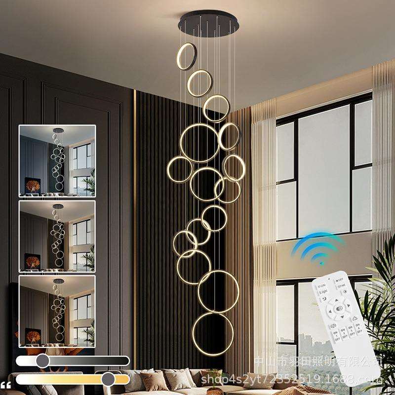 现代简约公寓loft复式楼大吊灯别墅挑空客厅长吊灯旋转楼梯间吊灯