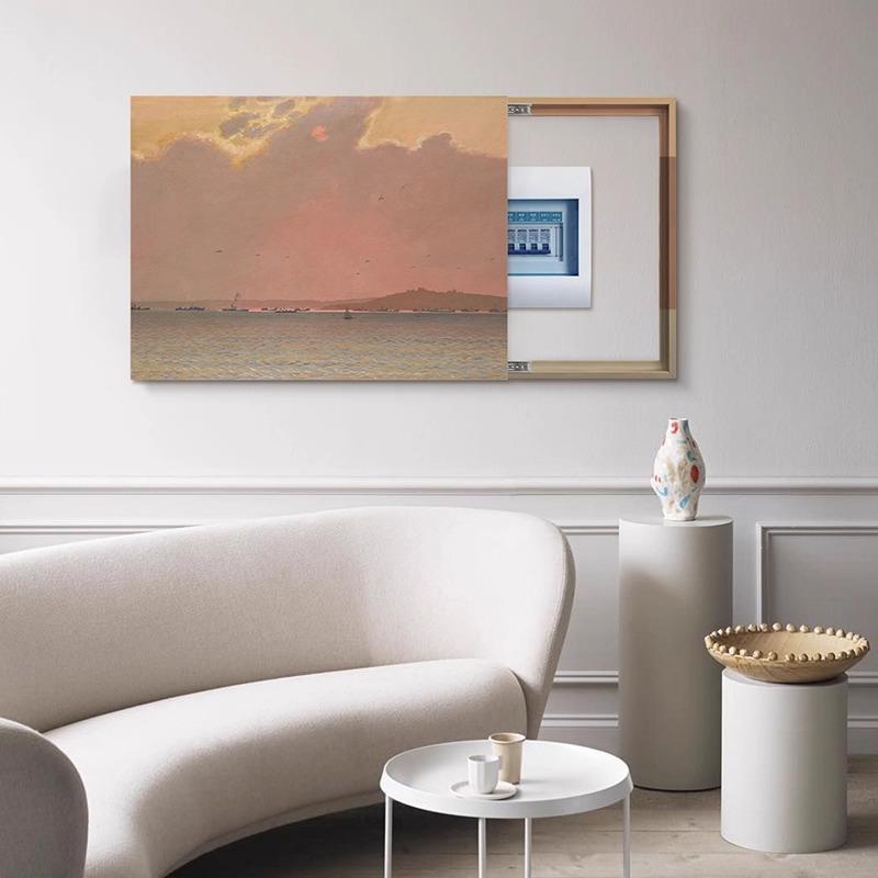 《红日》电表箱装饰画现代简约翻盖遮挡客厅挂画高级酒店卧室壁画