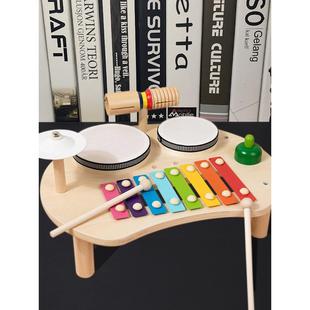 木质架子鼓玩具儿童多功能音乐启蒙早教敲琴打击乐器男女孩3到6岁