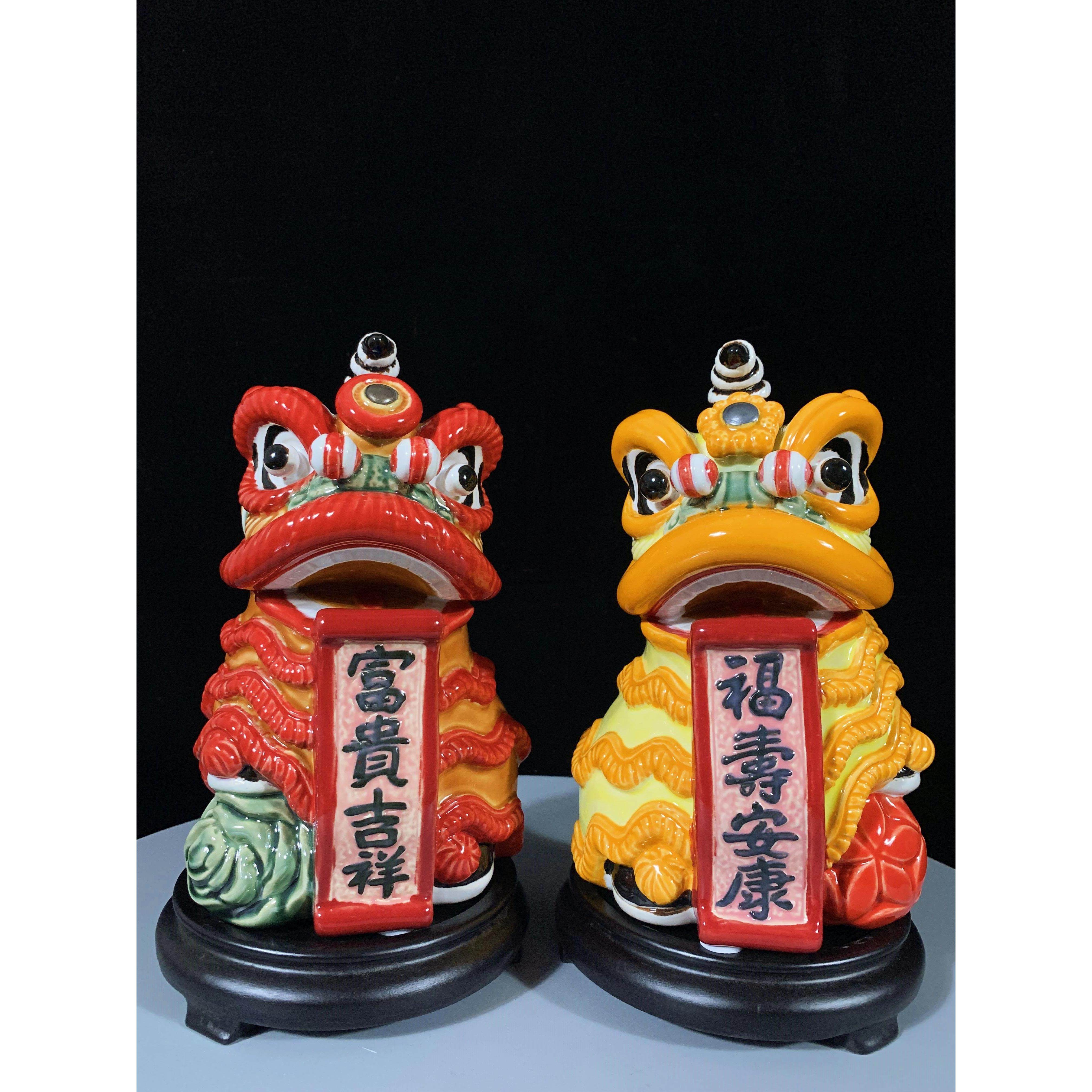 石湾公仔陶瓷醒狮摆件家居客厅电视柜舞狮中式装饰品开业新居礼物,家居饰品,装饰摆件,淘宝优惠券,粉丝福利购,淘宝优惠卷