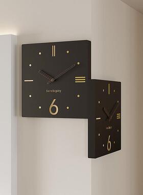 2025新款双面时钟静音挂表现代简约客厅挂钟家用转角饭厅装饰钟表