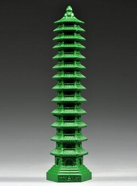 绿色文昌塔13层的木质绿色木雕实木2023十三层九层木制文昌塔木头