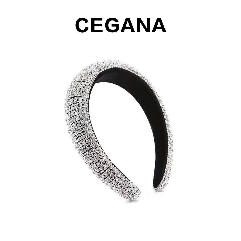 手工镶嵌锆石高颅顶黑丝绒发箍