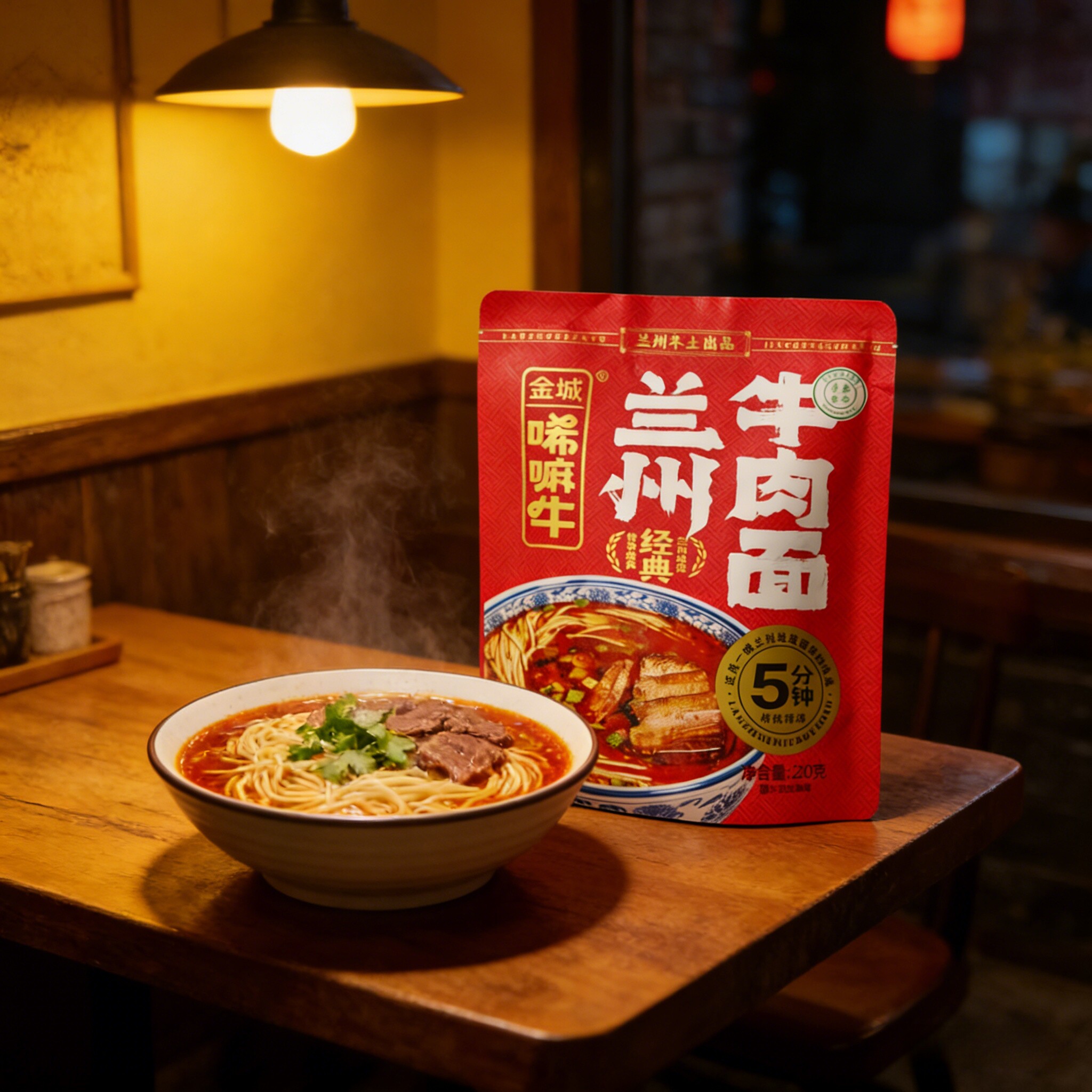 金城唏嘛牛兰州牛肉面非油炸袋装清真牛肉正宗西北小吃特色速食面