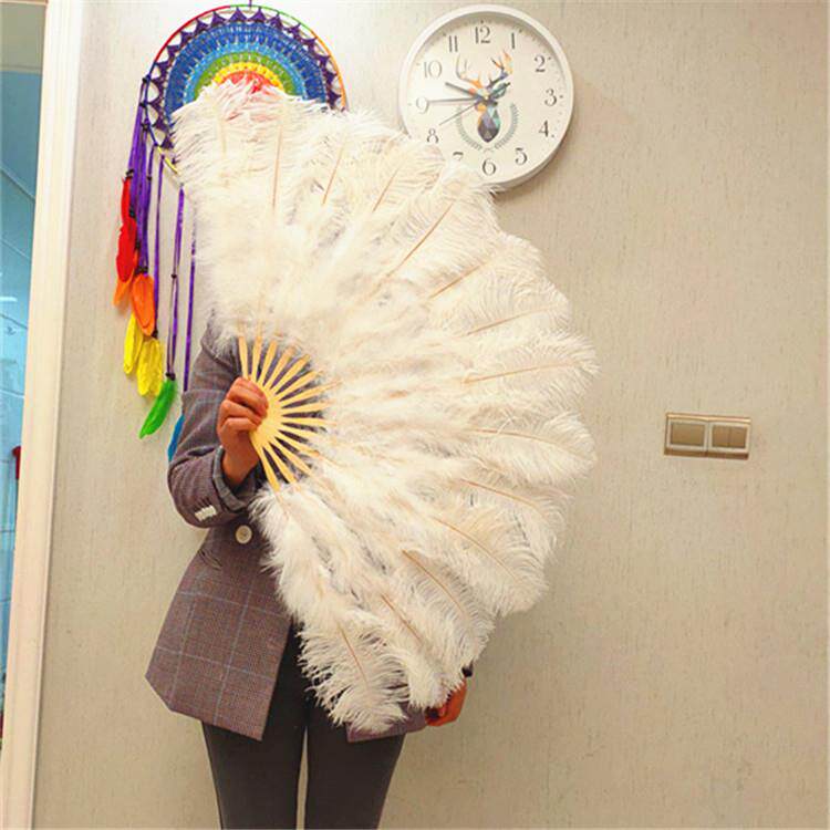 欧式白色扇骨肚皮舞表演舞蹈演出羽毛扇子 全绒大鸵鸟羽毛扇包邮