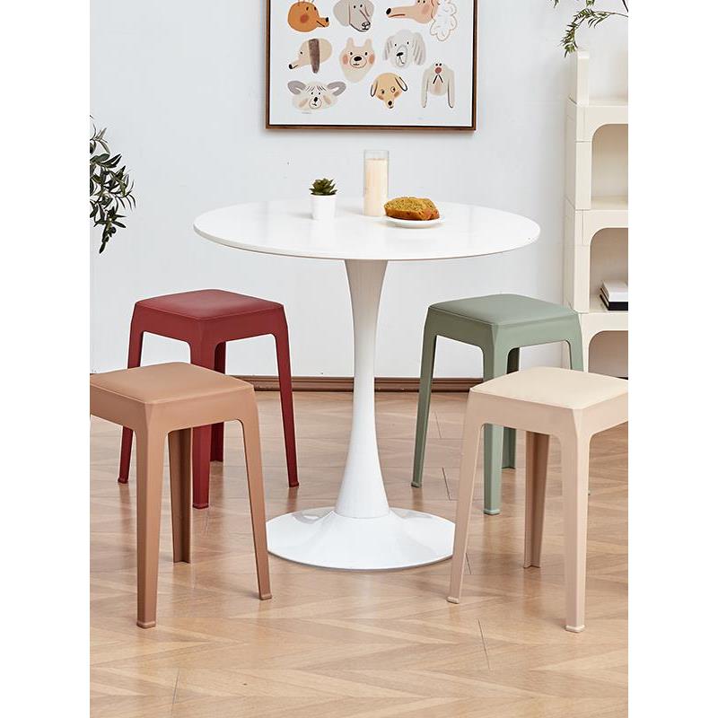 北欧风格现代简约塑料家用凳子创意四条腿餐桌高凳子可收纳可叠放
