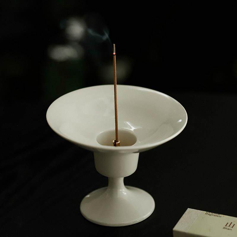 极简雅致高足香炉草木灰陶瓷香插禅意咖啡店茶室氛围装饰摆件器皿,家居饰品,香托/香盘/香座/香插,淘宝优惠券,粉丝福利购,淘宝优惠卷