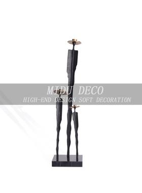 简约现代金属创意戴帽人物工艺品摆件样板房间售楼处客厅软装饰品