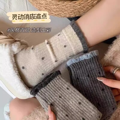 【5双装波点袜】春秋款女士透气