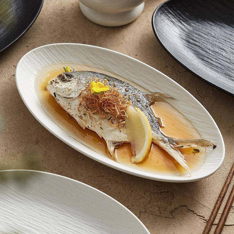 深鱼盘家用蒸鱼碟大盘子碗轻奢新款网红高级感餐具耐高温菜盘,餐饮具,盘,淘宝优惠券,粉丝福利购,淘宝优惠卷
