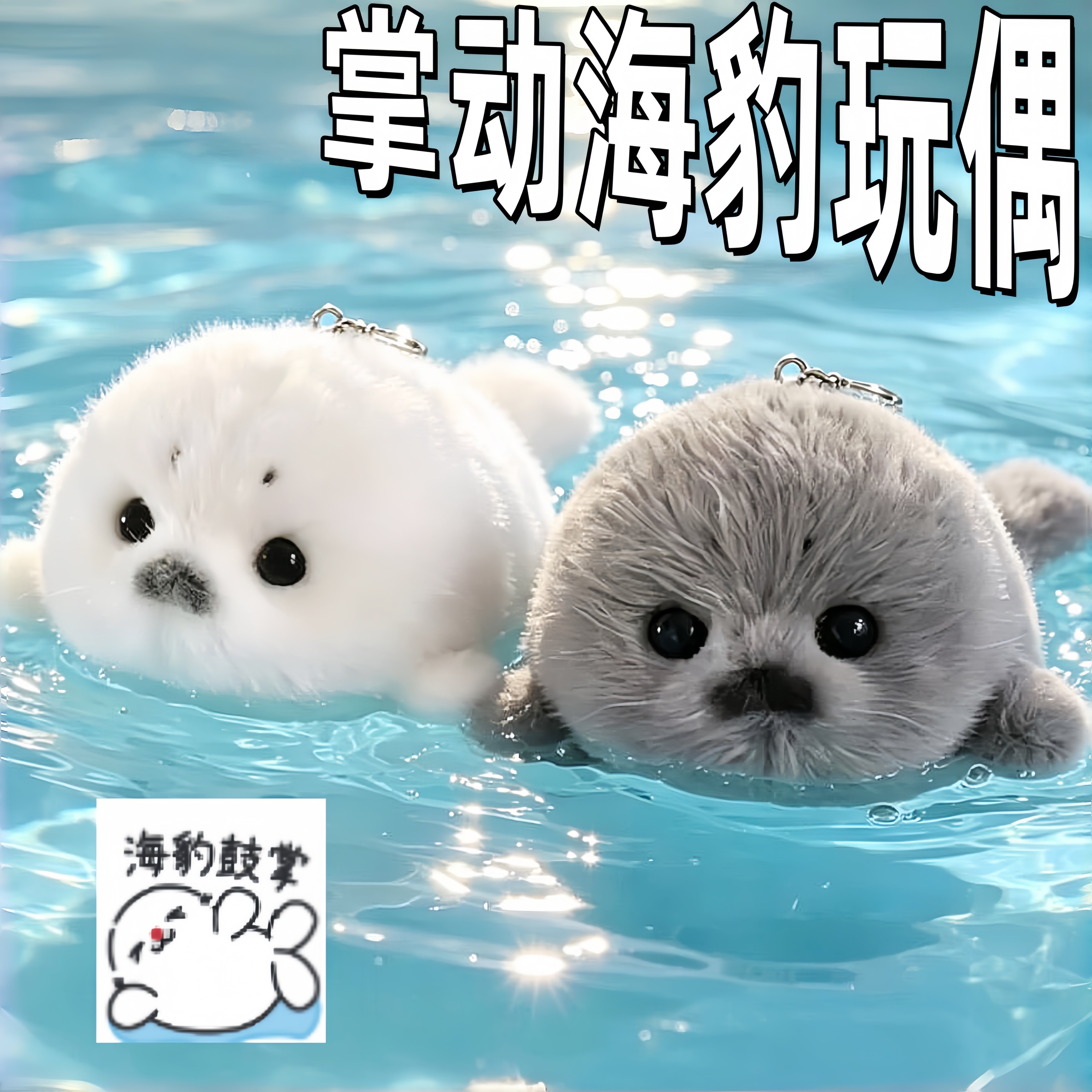 掌动海豹玩偶挂件海洋生物系列毛绒公仔棉花娃娃情侣钥匙扣包挂