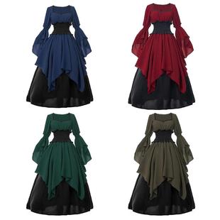 亚马逊wish热销款 中世纪文艺复兴维多利亚海盗女巫连衣裙礼服裙