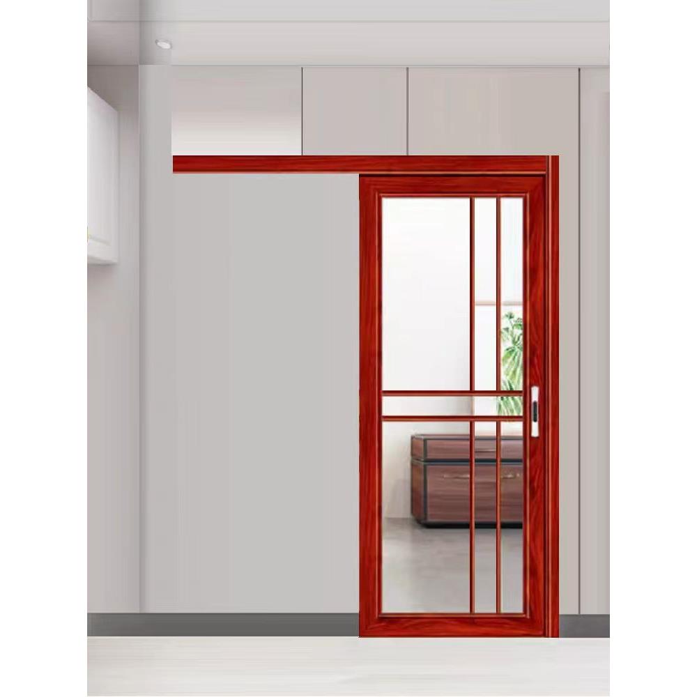 厨房卫生间单轨单扇吊滑推拉门吊趟门阳台后断钛镁铝合金钢化玻璃