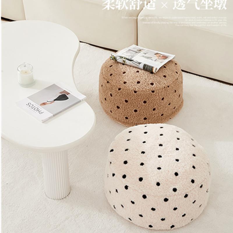 榻榻米坐垫地毯加厚毛绒客厅沙发懒人坐墩蒲团脚踏墩子黑白