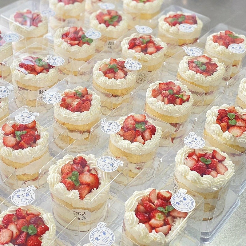 速发2寸草莓千层蛋糕包装盒迷你二寸烘焙甜品小打点防包盒子西雾