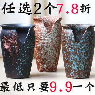 速发粗高切口缺口绿师法植悬崖造型多肉植物老桩透气细陶复古花盆