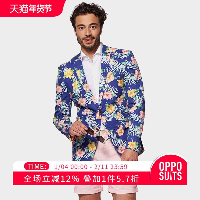 OPPOSUITS西服夏威夷花卉印花痞帅西装外套休闲西服男oppo西装,男装,休闲西服,淘宝优惠券,粉丝福利购,淘宝优惠卷