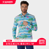OPPOSUITS衬衫 休闲主播衬衣男oppo西装 火烈鸟印花衬衫 夏长袖