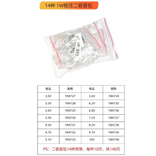 常用直插二极体包 1/2W 1W稳压 1N4007 1N4148 1N5819 FR107 5408