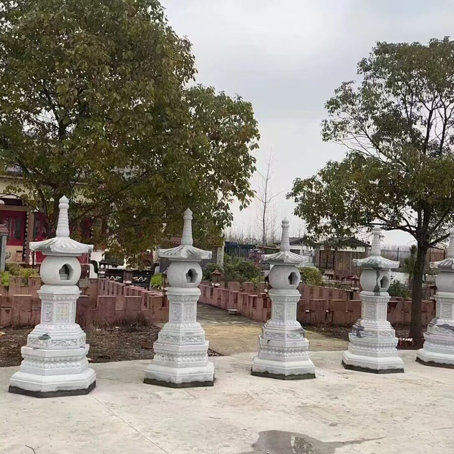 石雕石灯塔 园林别墅户外石灯笼塔 草坪园林庭院景观摆件石雕灯塔