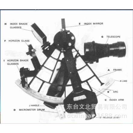 IMPA370334航海六分仪GLH130-40 带灯铜质 船用航海导航仪370331