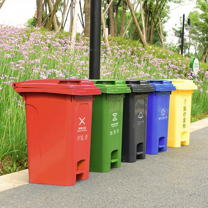 加厚60L脚踏塑料垃圾桶60升脚踩分类垃圾箱公寓垃圾收纳桶