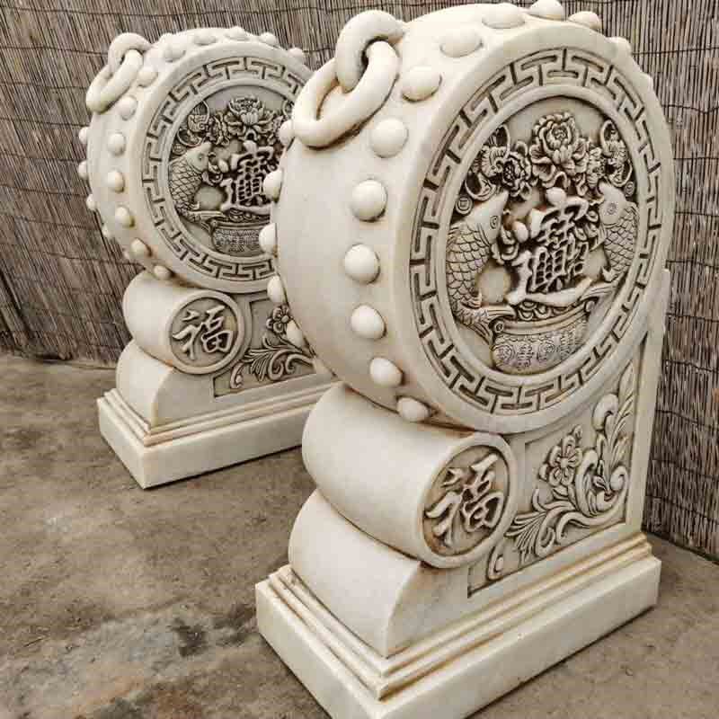 新款门墩抱鼓石方形仿古石鼓庭院貔貅g大象汉白玉摆件户外抱鼓门1