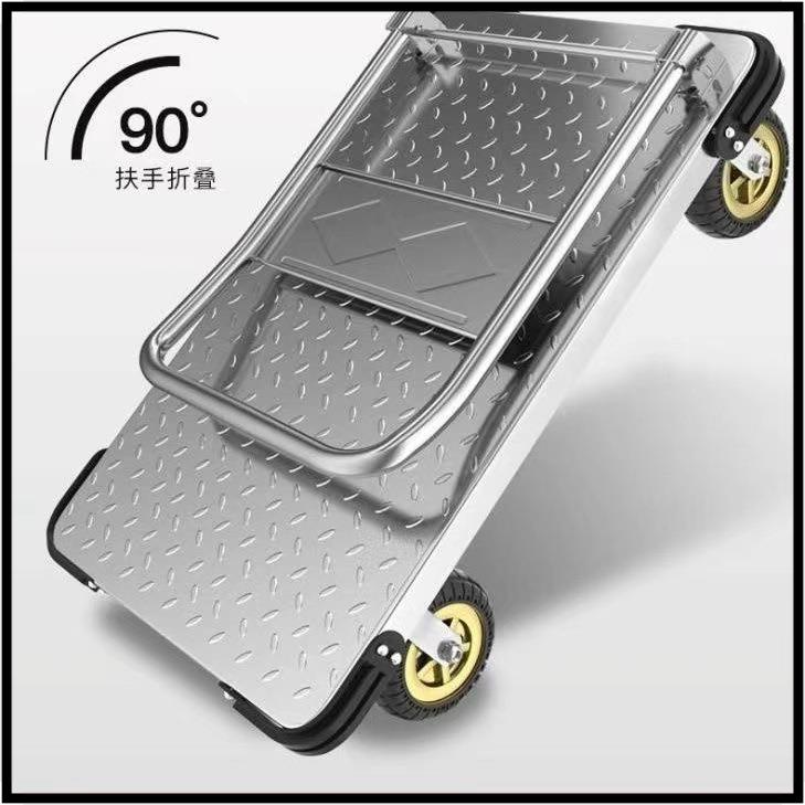 钢板车加厚四轮手推车折叠小推车拉货重型物流拖车快递搬运平板车