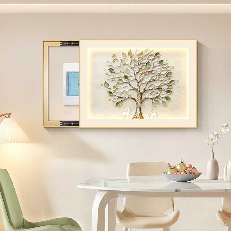 奶油风电表箱装饰画2025新款配电箱挂画高档弱电箱电闸盒遮挡壁画