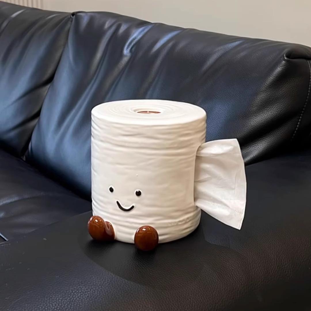 厕纸玩偶创意陶瓷纸巾盒抽纸收纳高颜值卫生间客厅装饰桌面摆件