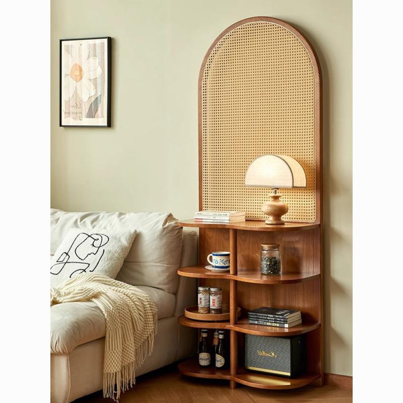 2025藤编隔断展示屏风入户玄关正对门墙转角柜复古法中式收纳置物