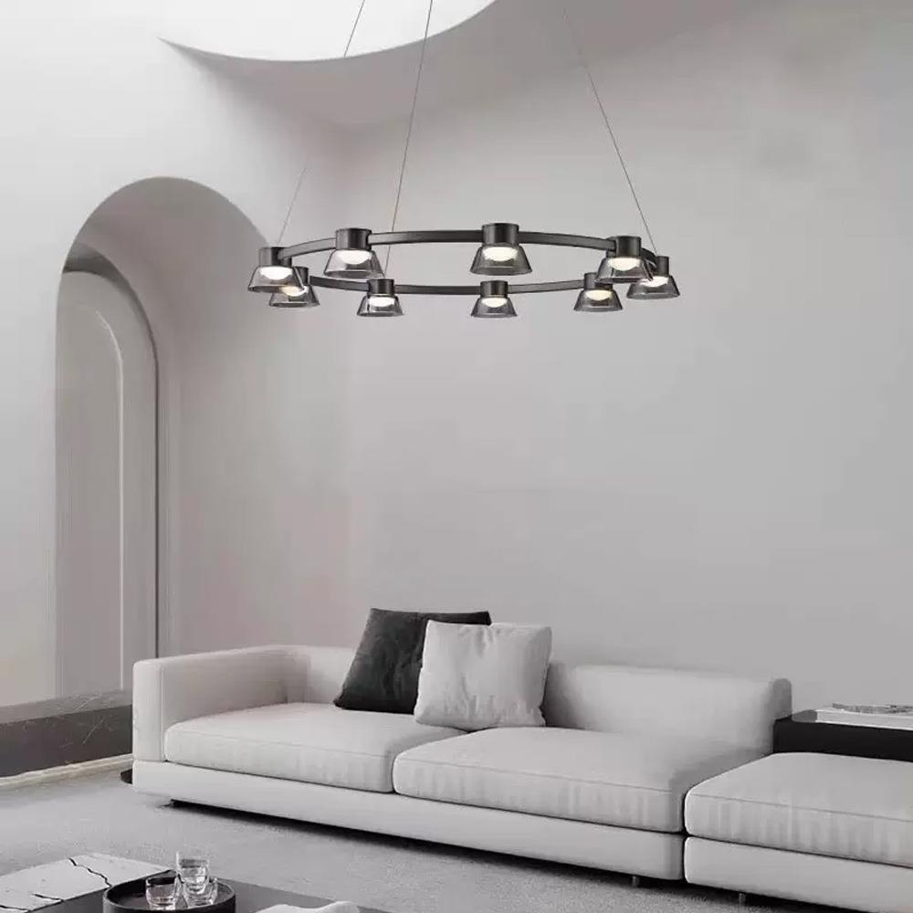 客厅吊灯高端意式极简轻奢设计师餐厅餐桌吊灯玻璃现代简约圆形灯