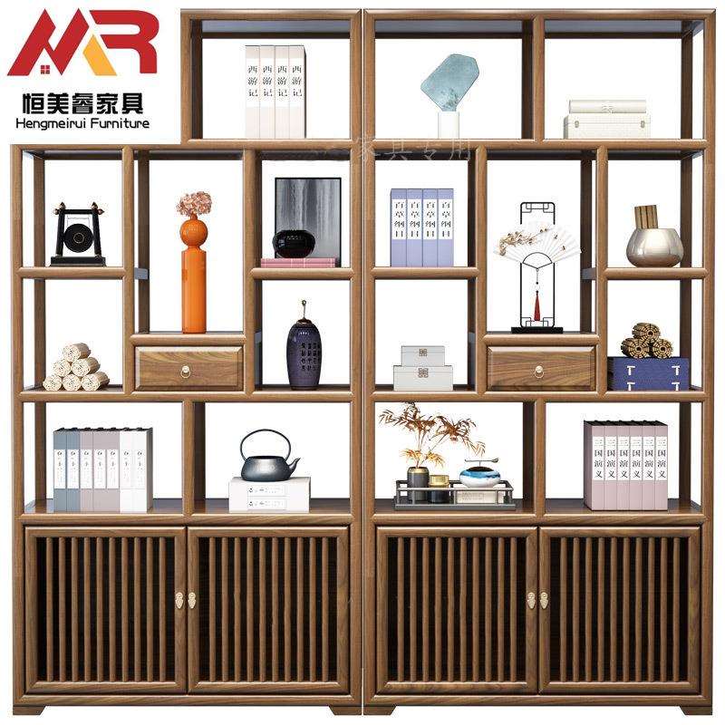 新中式博古架实木仿古南榆木古董架多宝阁展示柜置物架实力工厂